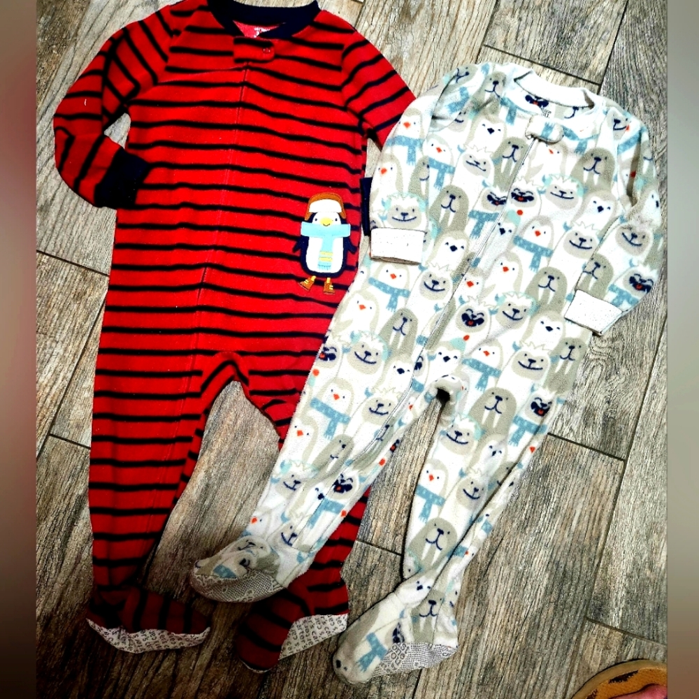 2 Penguin/Winter Animal Carter's Fleece Sleepers 18/24m